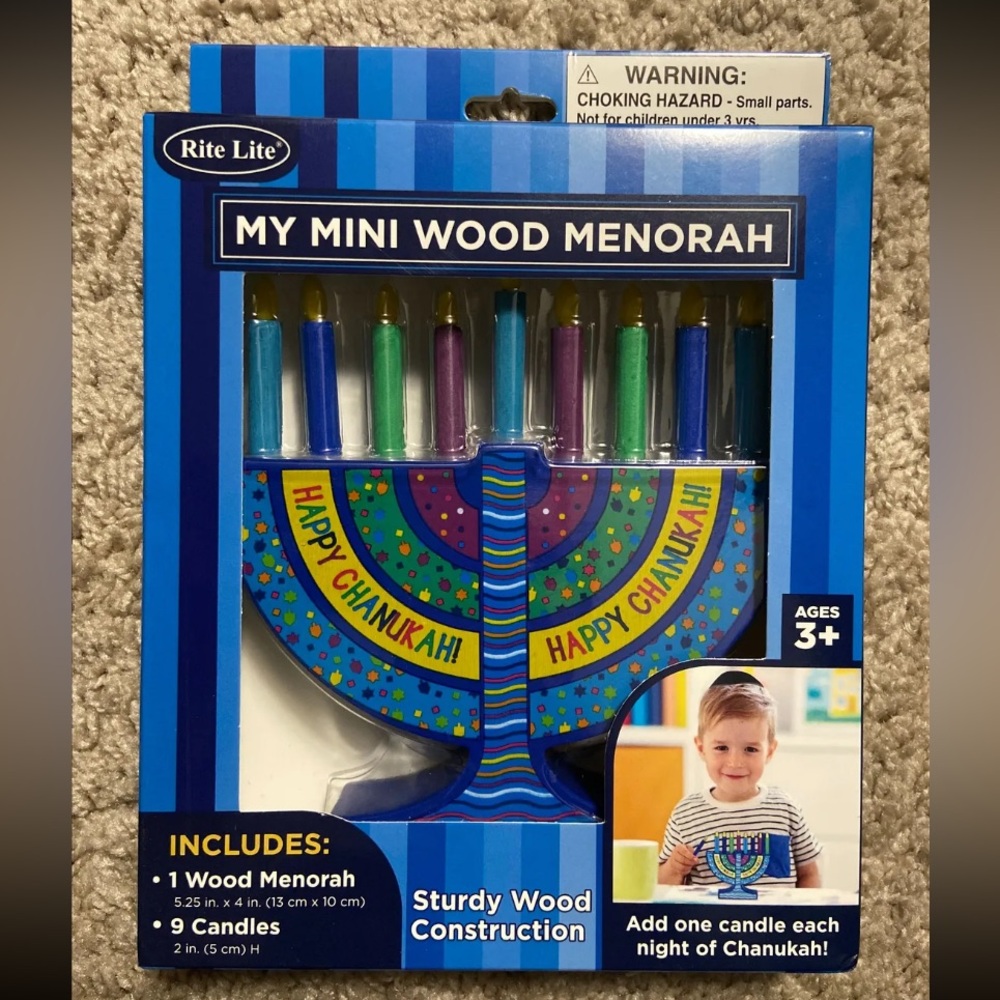 NEW Rite Lite My Mini Wood Menorah Set Ages 3+ Chanukah Jewish Holiday Gift